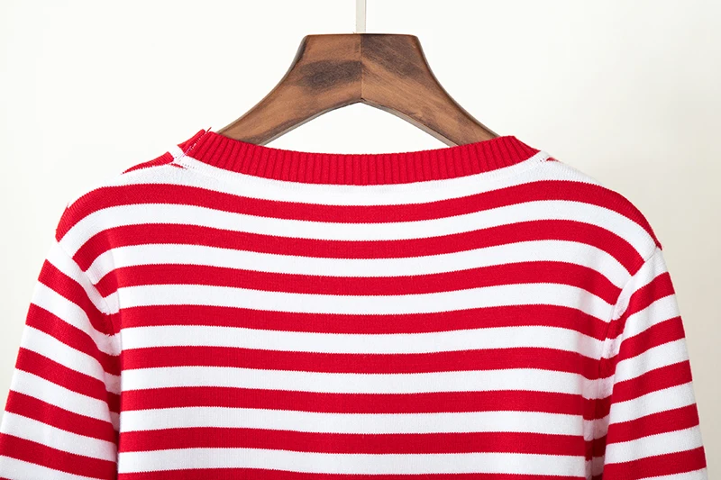 Bornladies Knitted Stripe Sweater Women 2025 Autumn Winter Loose Casual Thick Pullovers Female Warm Long-sleeved Round Neck Tops