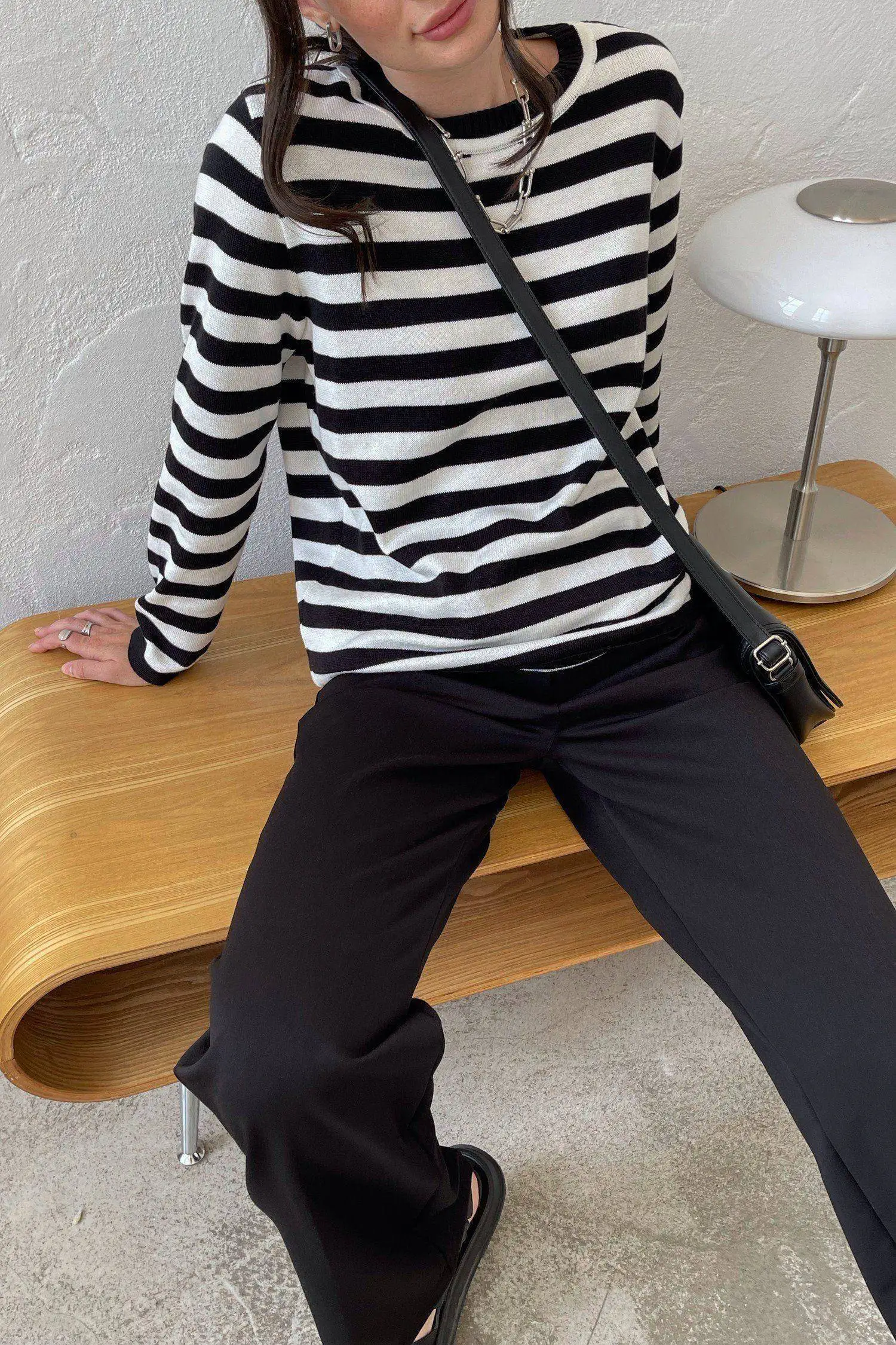 Bornladies Knitted Stripe Sweater Women 2025 Autumn Winter Loose Casual Thick Pullovers Female Warm Long-sleeved Round Neck Tops