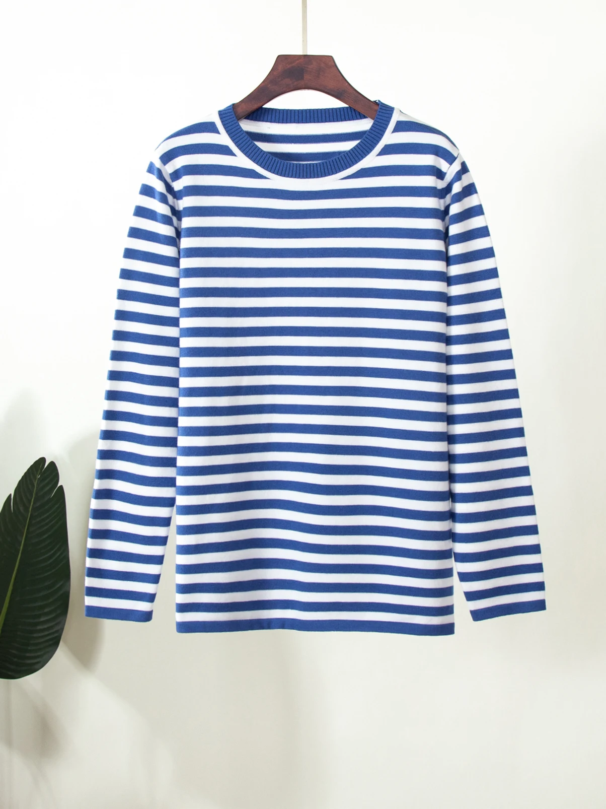 Bornladies Knitted Stripe Sweater Women 2025 Autumn Winter Loose Casual Thick Pullovers Female Warm Long-sleeved Round Neck Tops