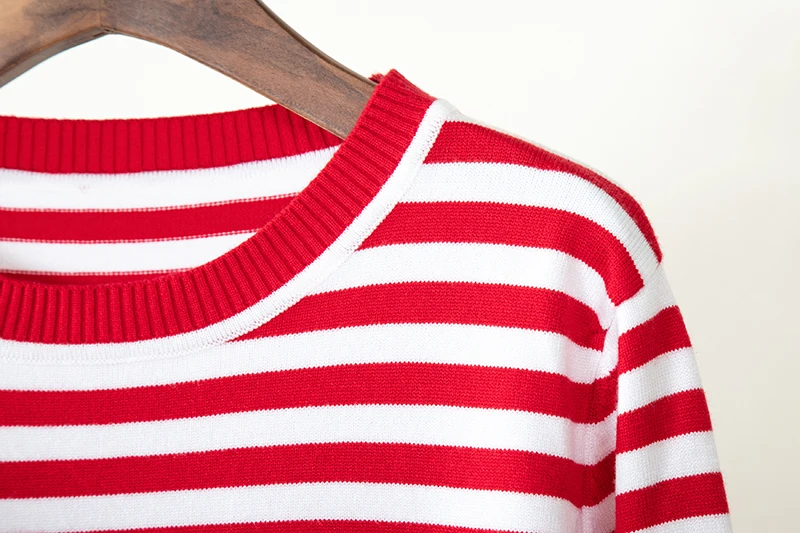 Bornladies Knitted Stripe Sweater Women 2025 Autumn Winter Loose Casual Thick Pullovers Female Warm Long-sleeved Round Neck Tops