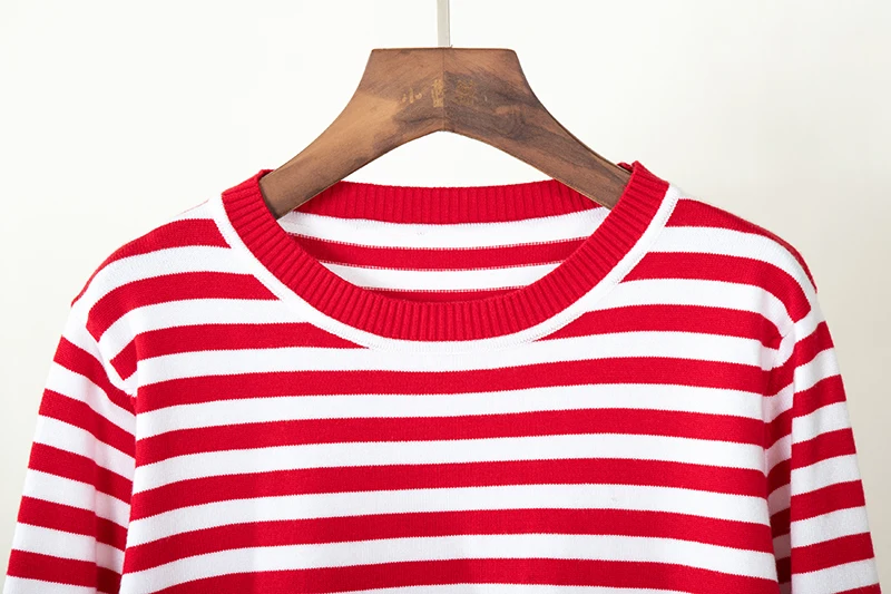 Bornladies Knitted Stripe Sweater Women 2025 Autumn Winter Loose Casual Thick Pullovers Female Warm Long-sleeved Round Neck Tops