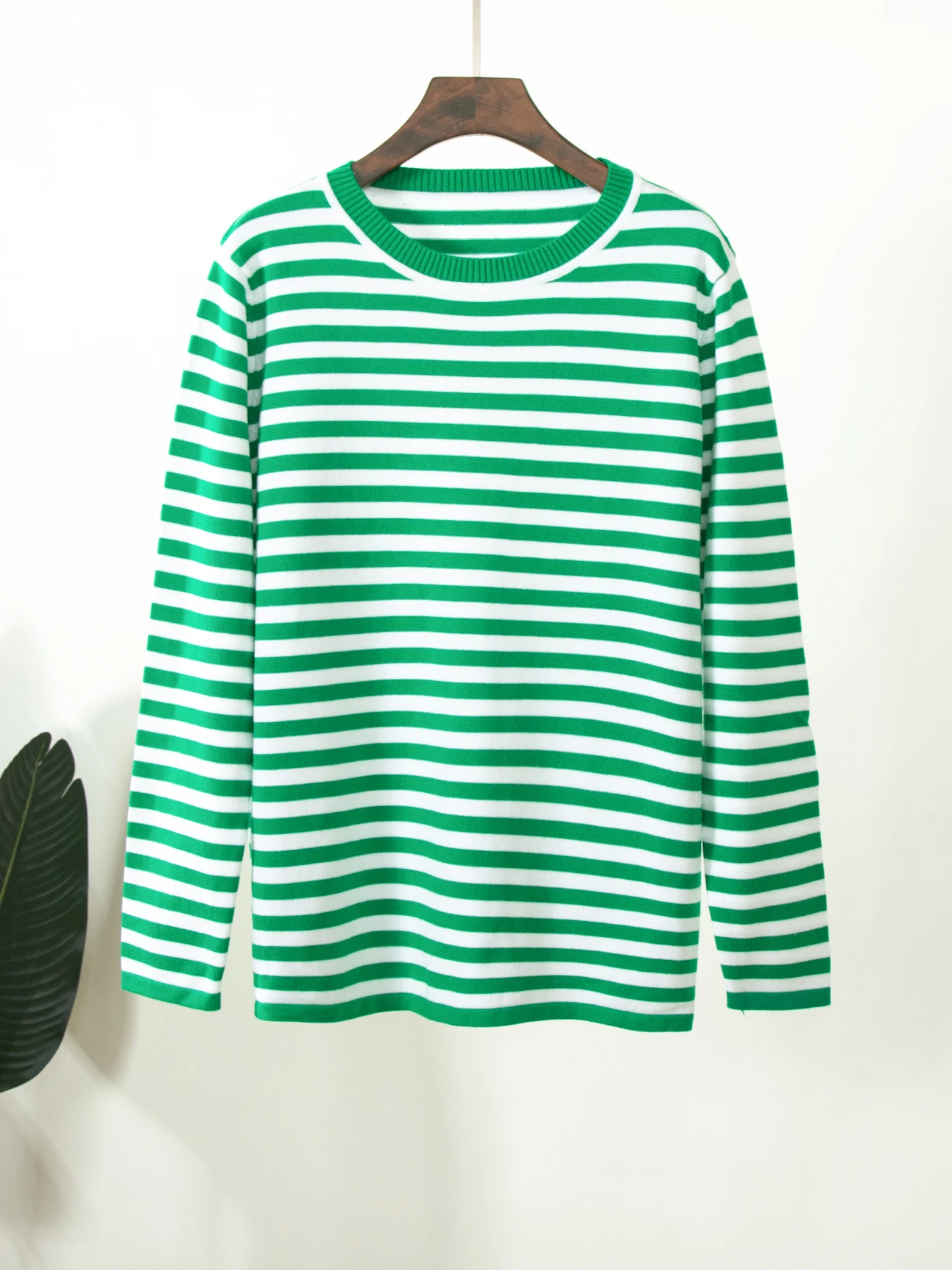 Bornladies Knitted Stripe Sweater Women 2025 Autumn Winter Loose Casual Thick Pullovers Female Warm Long-sleeved Round Neck Tops