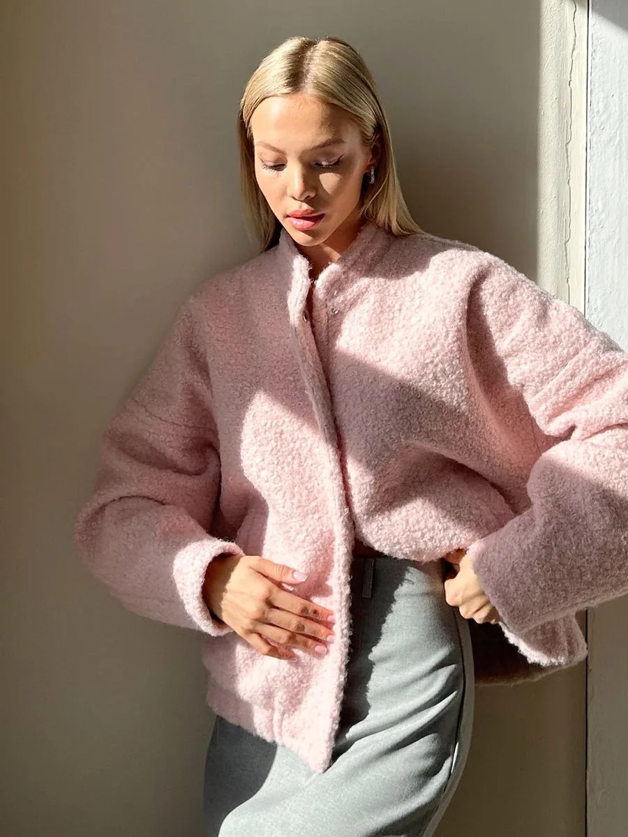 Bornladies Women's Short Fur Jacket Autumn Winter Thick Loose Casual Chic Cardigan Female Warm Fashion Solid Color Short Coat