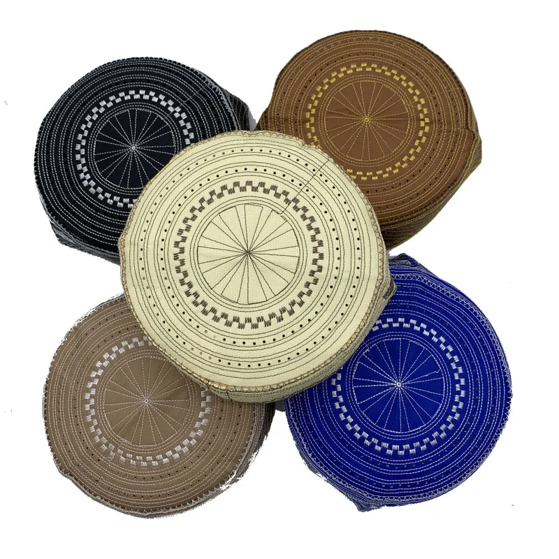 Muslim Men Embroidery Cotton Prayer Hats Men's Skull& Beanies Cap Islamic Ramadan Headwear Jewish Kippah Homme Hat Arab Male Cap