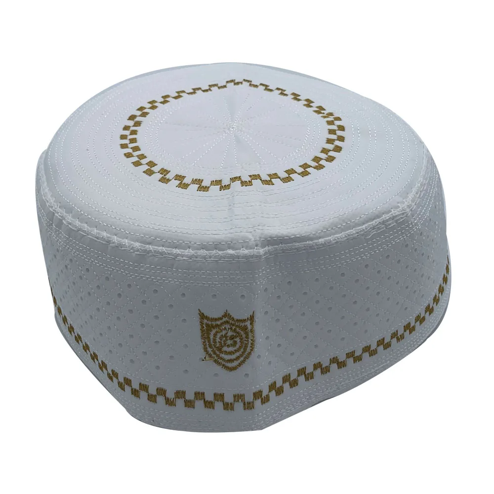Muslim Men Embroidery Cotton Prayer Hats Men's Skull& Beanies Cap Islamic Ramadan Headwear Jewish Kippah Homme Hat Arab Male Cap