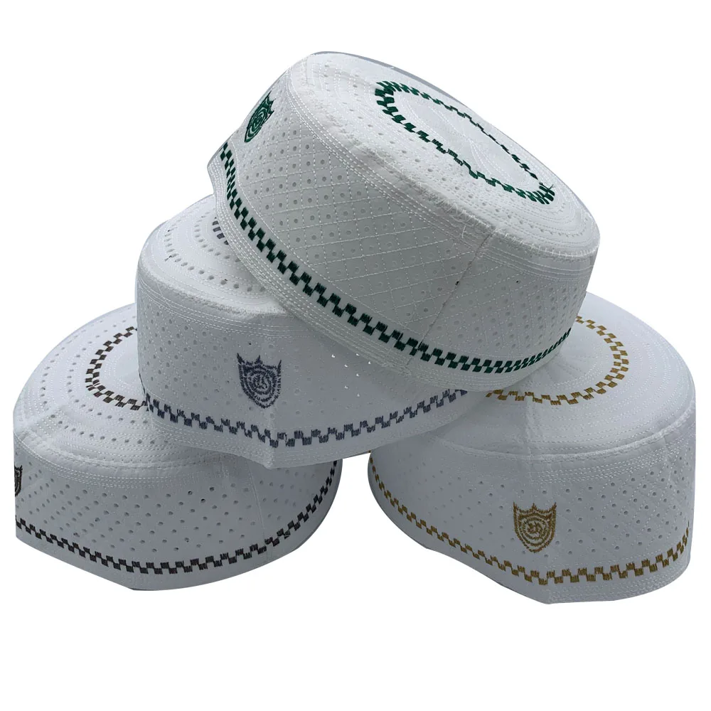 Muslim Men Embroidery Cotton Prayer Hats Men's Skull& Beanies Cap Islamic Ramadan Headwear Jewish Kippah Homme Hat Arab Male Cap