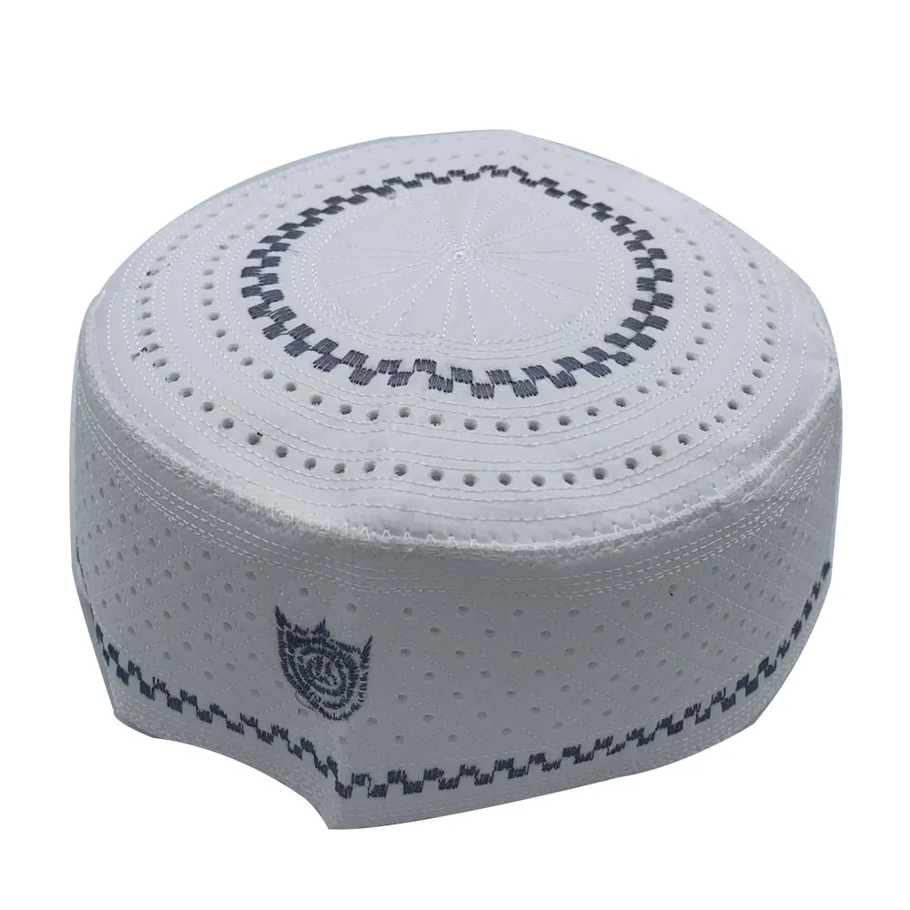 Muslim Men Embroidery Cotton Prayer Hats Men's Skull& Beanies Cap Islamic Ramadan Headwear Jewish Kippah Homme Hat Arab Male Cap