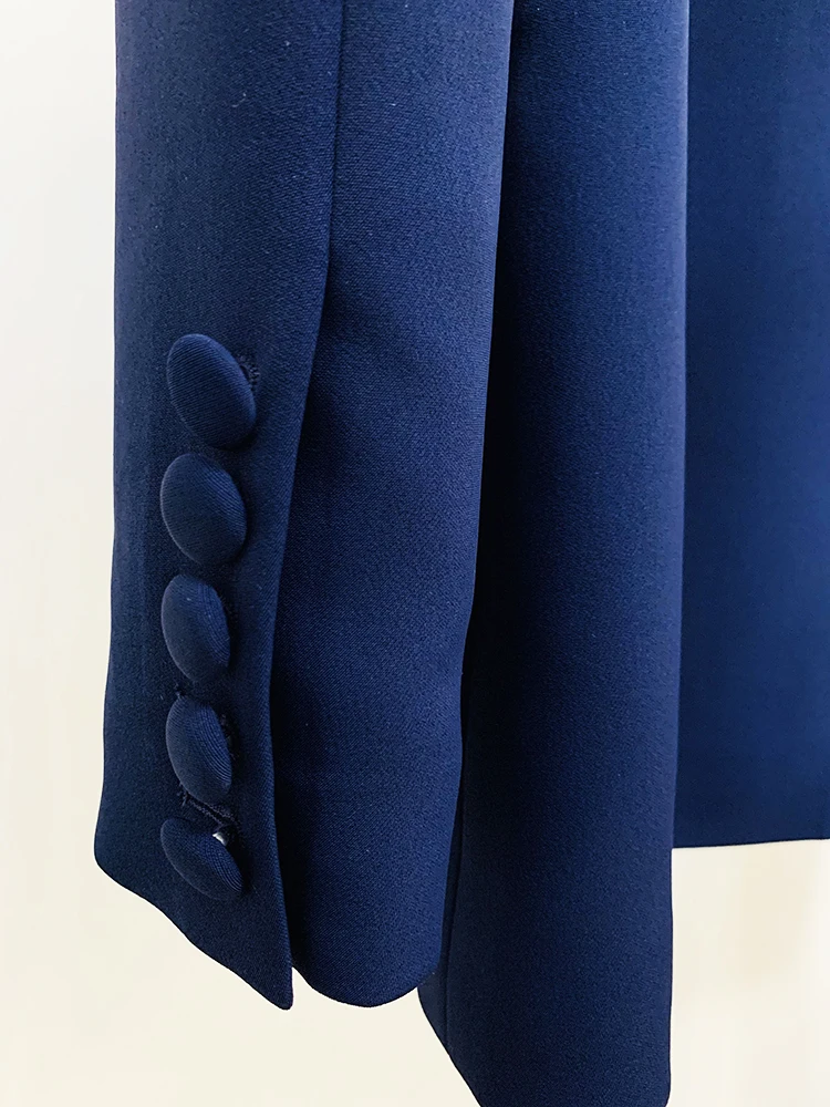HIGH STREET Newest 2026 S/S Runway Designer Suit Set Women's Leather Collar Belted Blazer Pencil Pants Set 2pcs