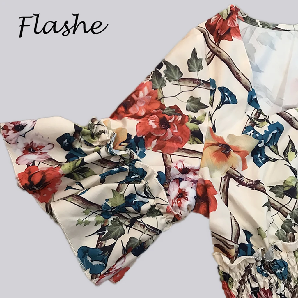 Summer Beach Dress Women Casual Short Sleeve Square Collar Elastic Waist High Waist Bohemian Floral Print Maxi Dress Plus Size