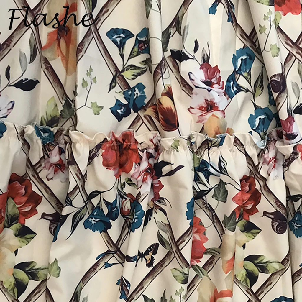 Summer Beach Dress Women Casual Short Sleeve Square Collar Elastic Waist High Waist Bohemian Floral Print Maxi Dress Plus Size