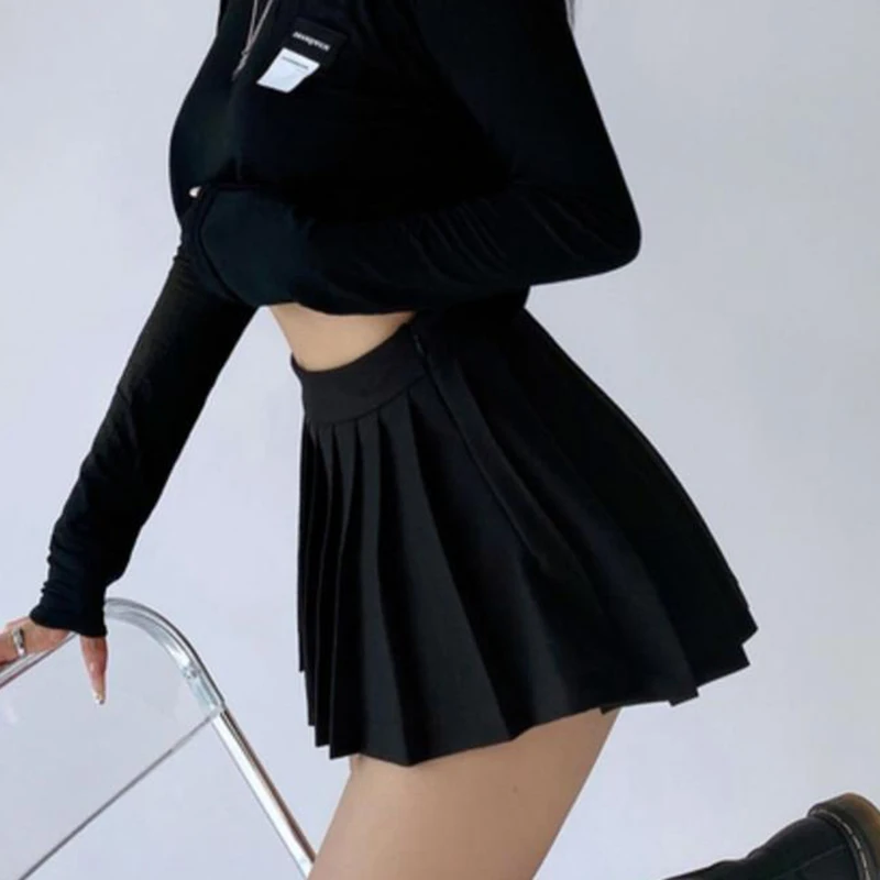 Gidyq Summer Women Pleated Skirts High Waist Vintage Sexy Mini Skirts Korean Tennis Student All Match Designed Dance Skirt New