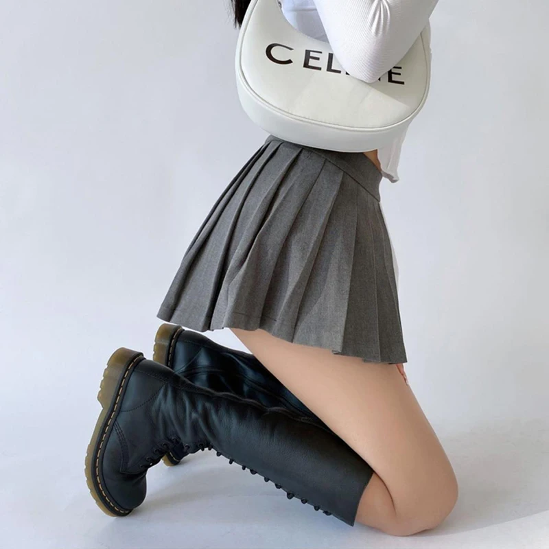 Gidyq Summer Women Pleated Skirts High Waist Vintage Sexy Mini Skirts Korean Tennis Student All Match Designed Dance Skirt New