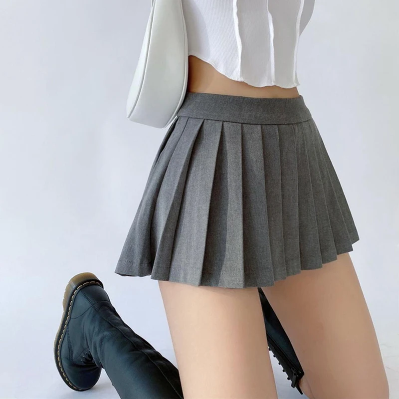 Gidyq Summer Women Pleated Skirts High Waist Vintage Sexy Mini Skirts Korean Tennis Student All Match Designed Dance Skirt New