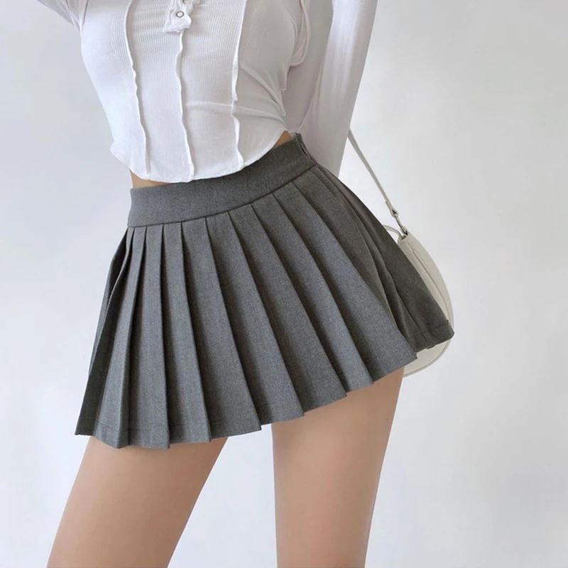 Gidyq Summer Women Pleated Skirts High Waist Vintage Sexy Mini Skirts Korean Tennis Student All Match Designed Dance Skirt New