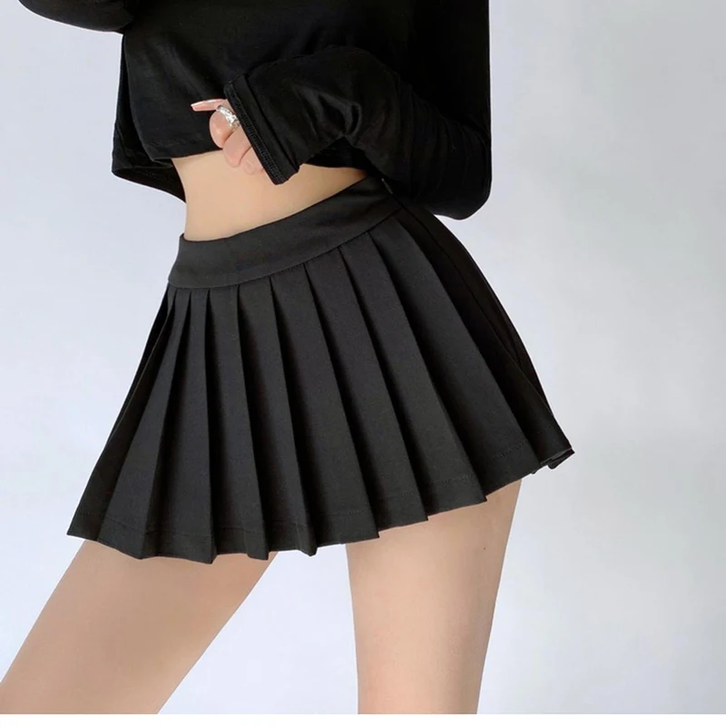 Gidyq Summer Women Pleated Skirts High Waist Vintage Sexy Mini Skirts Korean Tennis Student All Match Designed Dance Skirt New