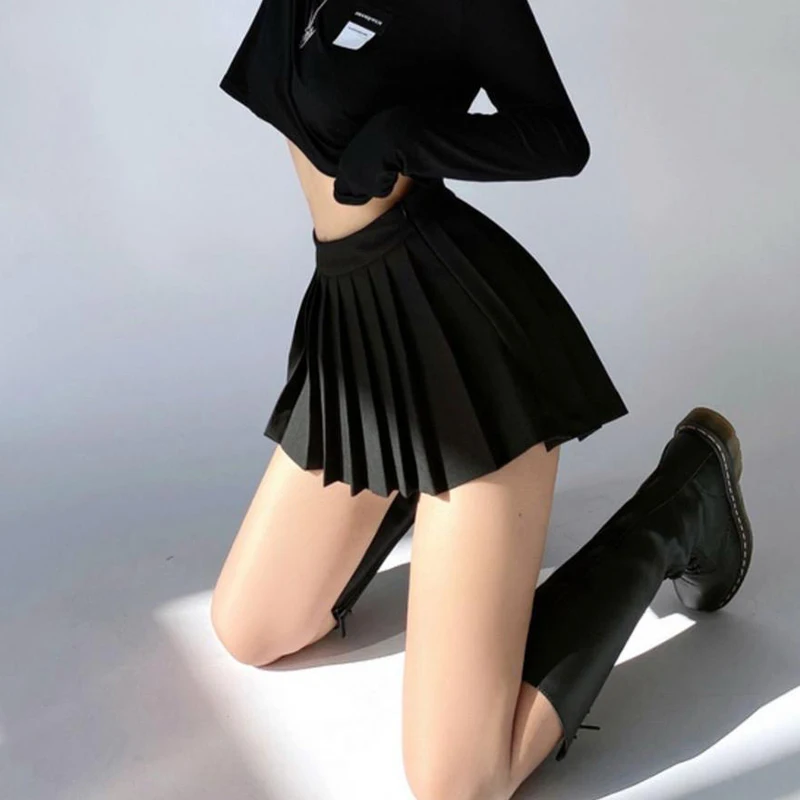 Gidyq Summer Women Pleated Skirts High Waist Vintage Sexy Mini Skirts Korean Tennis Student All Match Designed Dance Skirt New