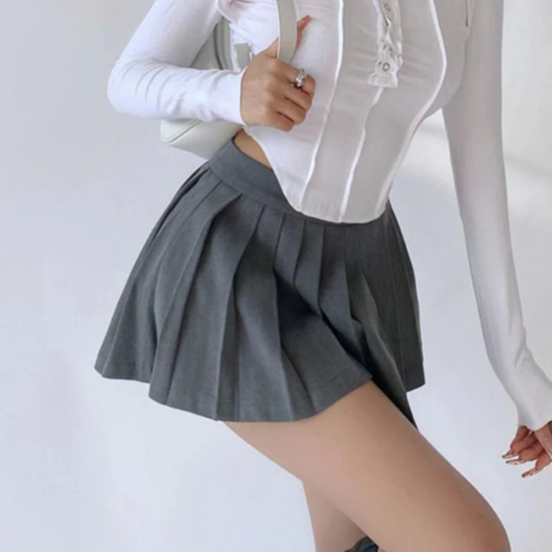 Gidyq Summer Women Pleated Skirts High Waist Vintage Sexy Mini Skirts Korean Tennis Student All Match Designed Dance Skirt New