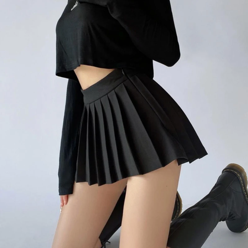 Gidyq Summer Women Pleated Skirts High Waist Vintage Sexy Mini Skirts Korean Tennis Student All Match Designed Dance Skirt New