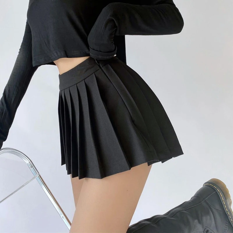 Gidyq Summer Women Pleated Skirts High Waist Vintage Sexy Mini Skirts Korean Tennis Student All Match Designed Dance Skirt New