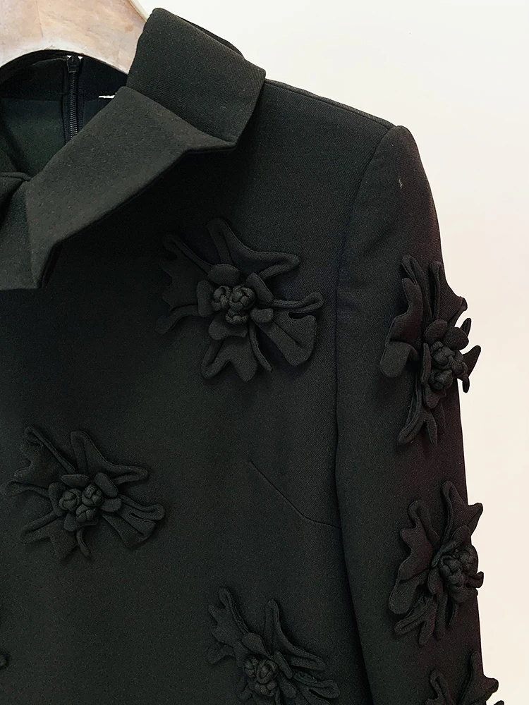 HIGH STREET Newest 2026 Designer Fashion Women's Flare Sleeve Stunning 3D Flowers Appliques Dress