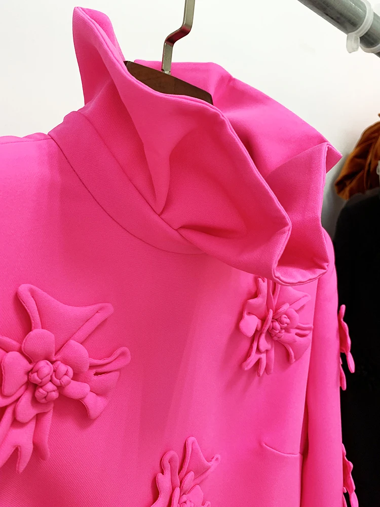 HIGH STREET Newest 2026 Designer Fashion Women's Flare Sleeve Stunning 3D Flowers Appliques Dress