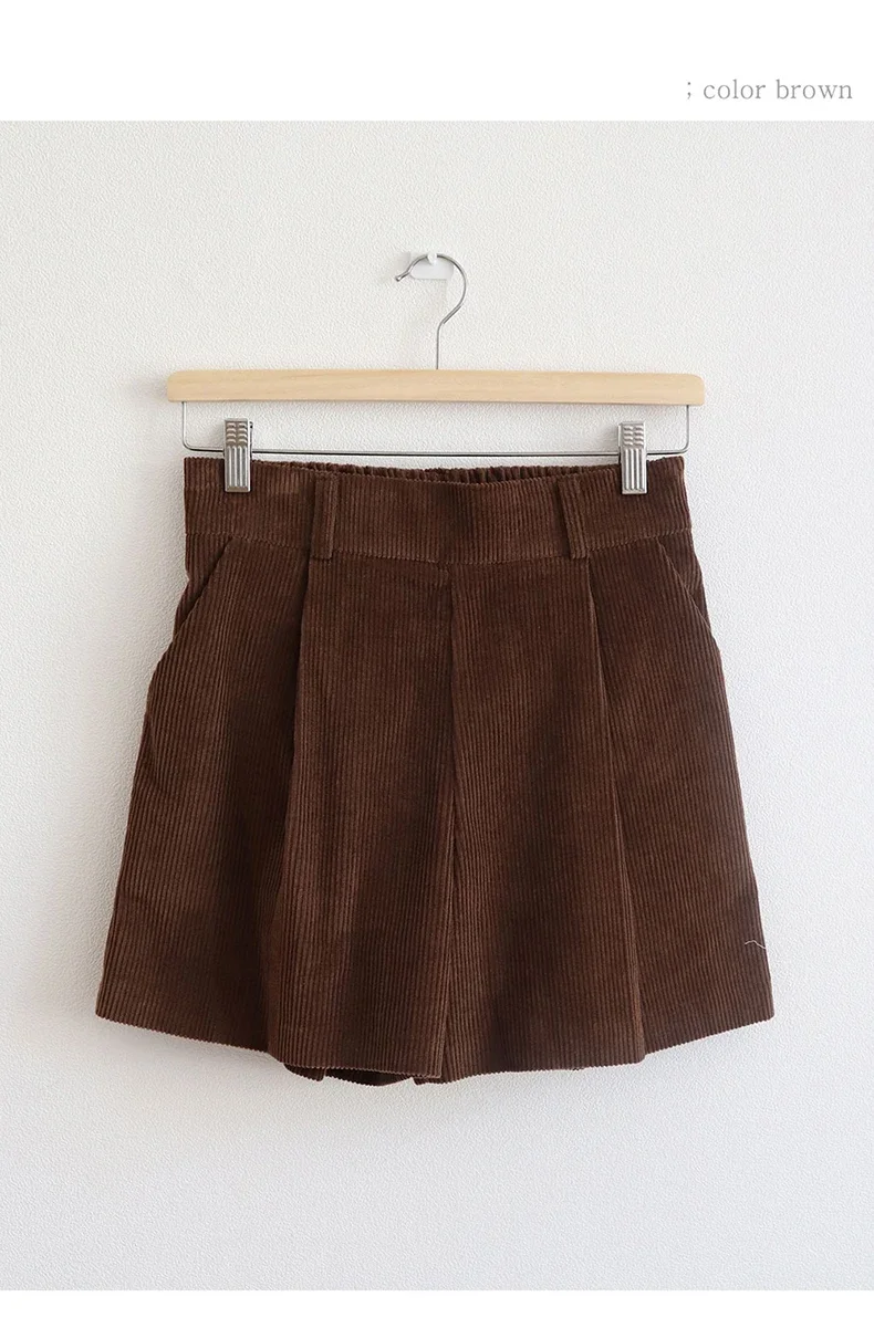 97% Cotton Corduroy High Waisted Shorts Soft Chic Elegant Womens Shorts All Match Sweatshorts Femme