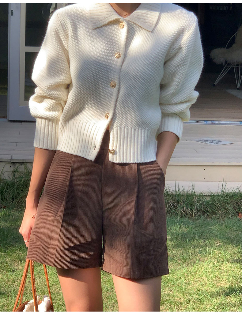 97% Cotton Corduroy High Waisted Shorts Soft Chic Elegant Womens Shorts All Match Sweatshorts Femme