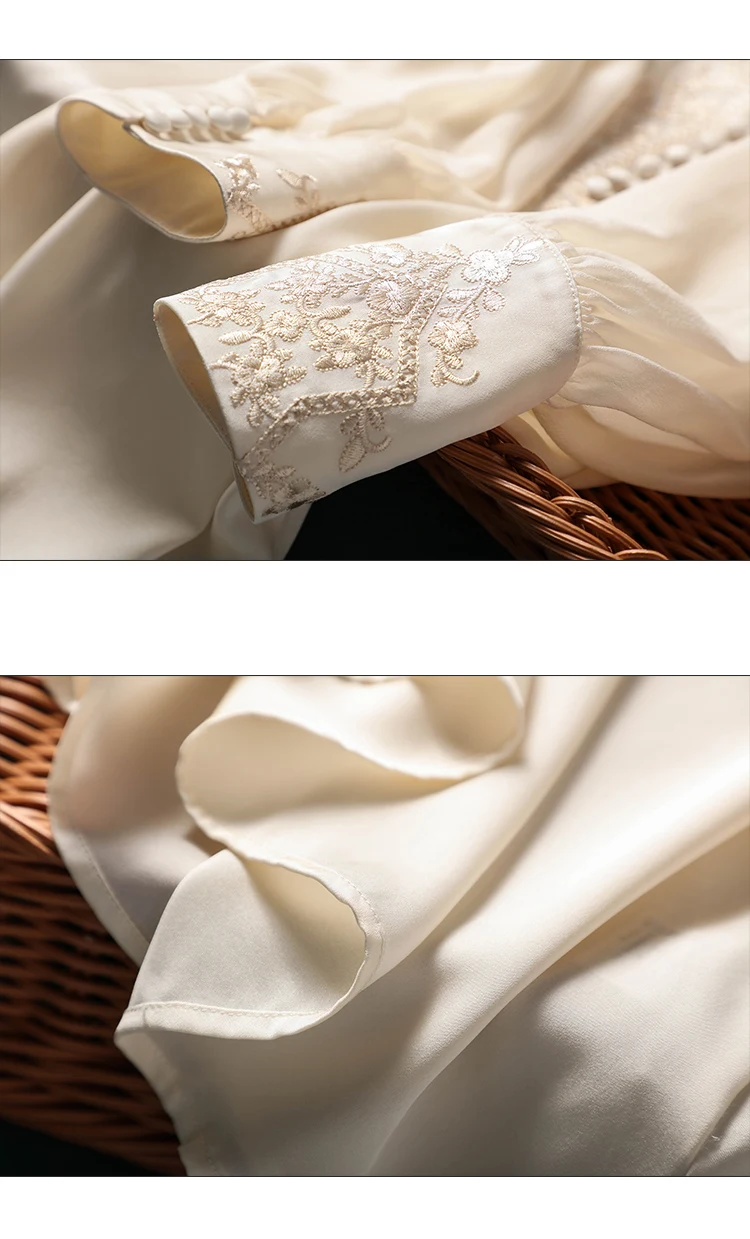 New Spring embroidery shirts for ladies Fashion chiffon sleeve Women's blouses blusa mujer