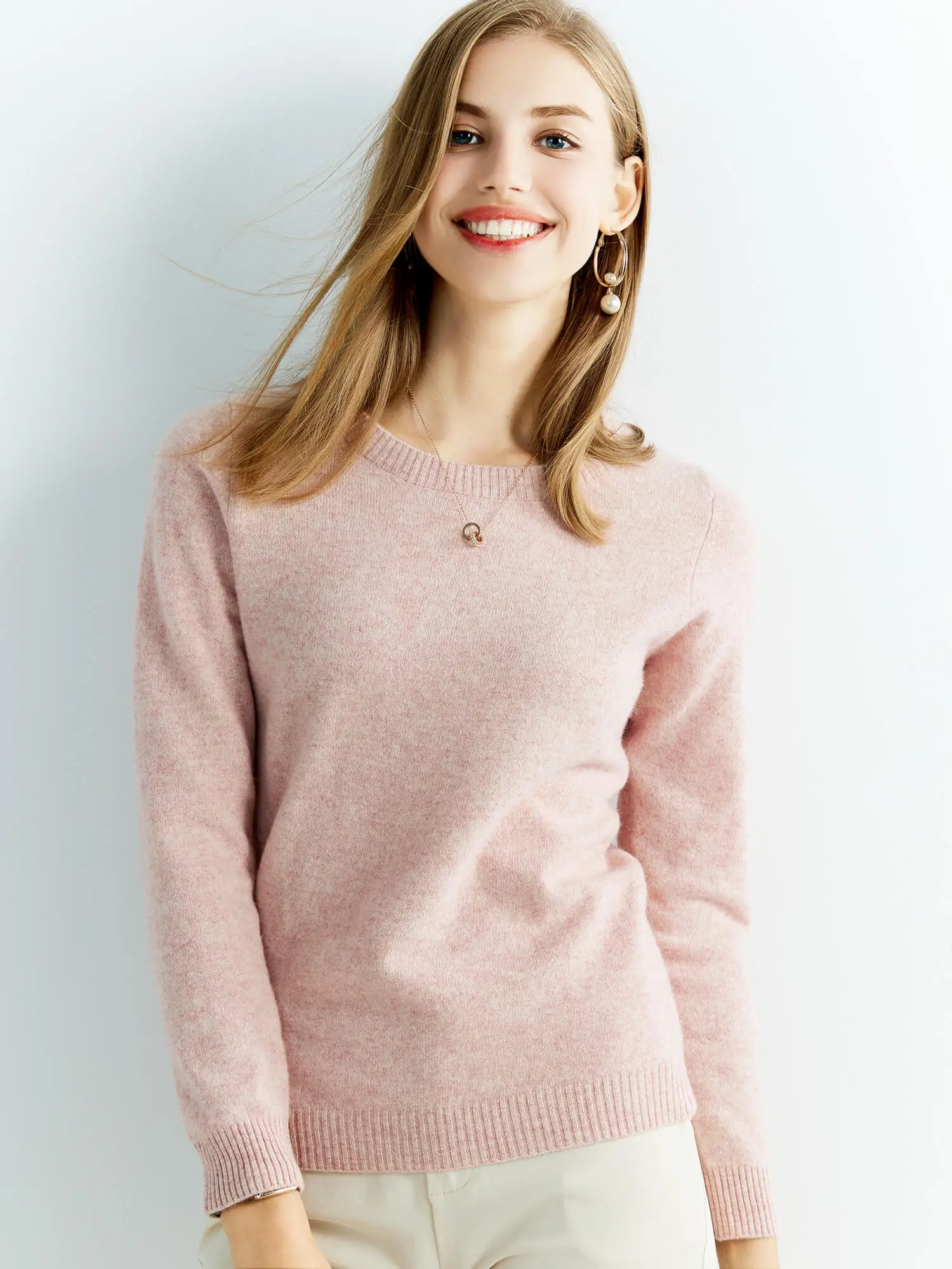 Knitwears Wool Sweaters 100% Merino Wool Knitted Cashmere Sweater Women Spring O-Neck Knit Pullovers Jumpers Clothing Top Female