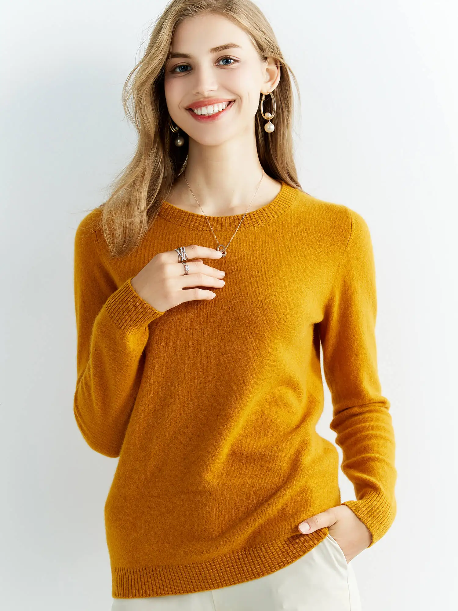 Knitwears Wool Sweaters 100% Merino Wool Knitted Cashmere Sweater Women Spring O-Neck Knit Pullovers Jumpers Clothing Top Female