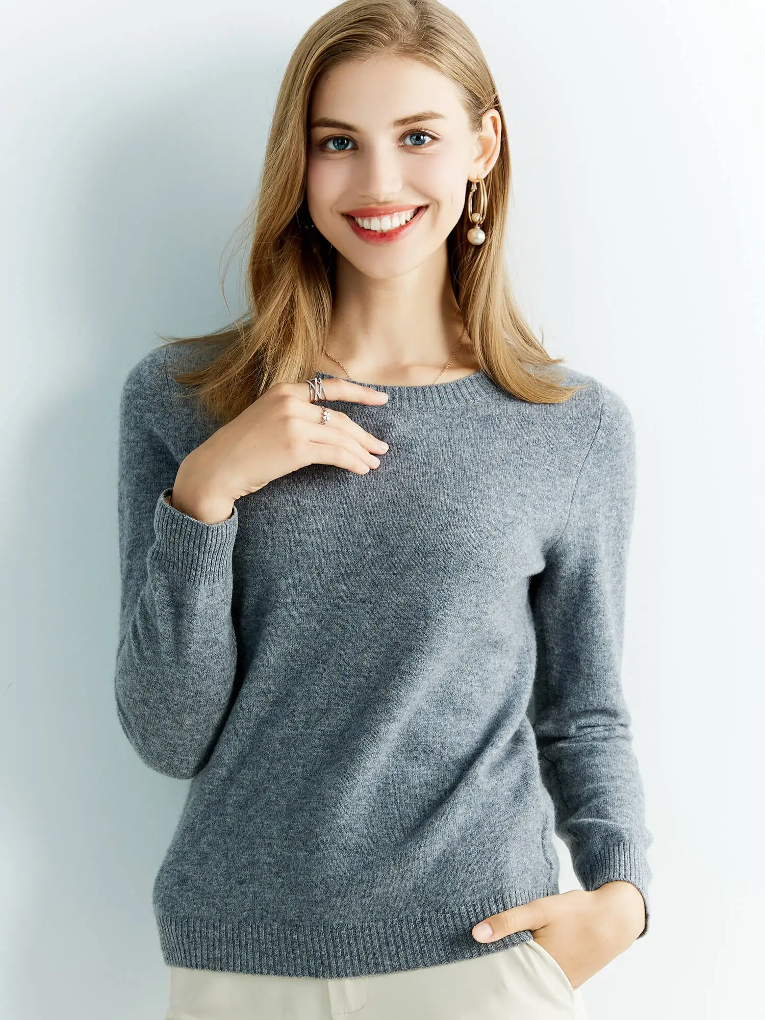 Knitwears Wool Sweaters 100% Merino Wool Knitted Cashmere Sweater Women Spring O-Neck Knit Pullovers Jumpers Clothing Top Female