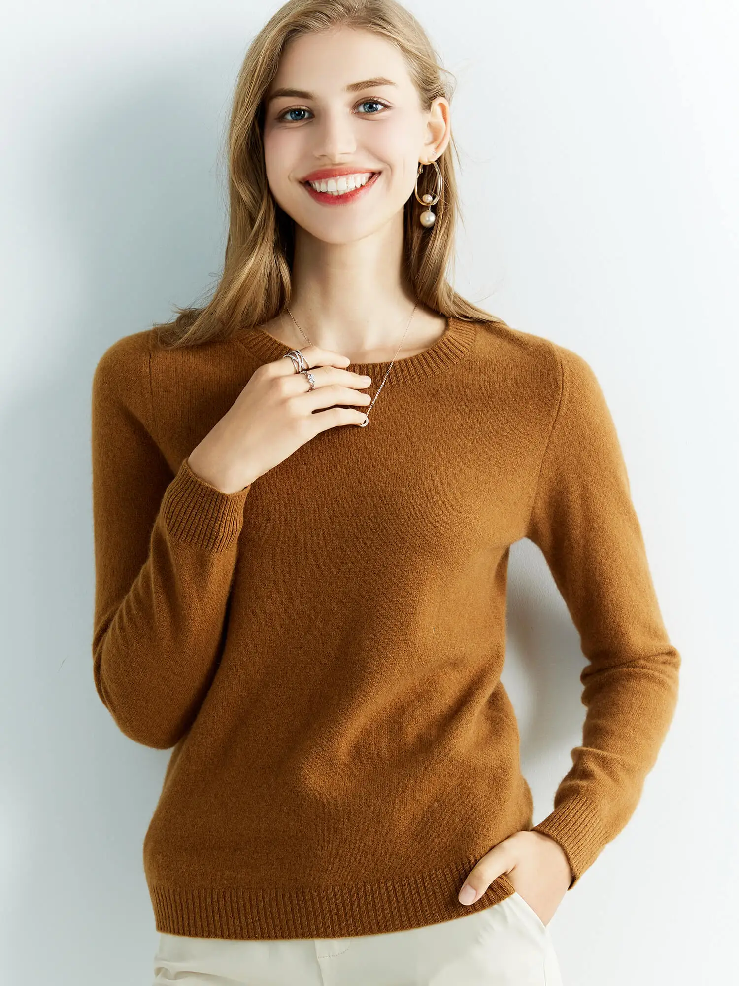 Knitwears Wool Sweaters 100% Merino Wool Knitted Cashmere Sweater Women Spring O-Neck Knit Pullovers Jumpers Clothing Top Female