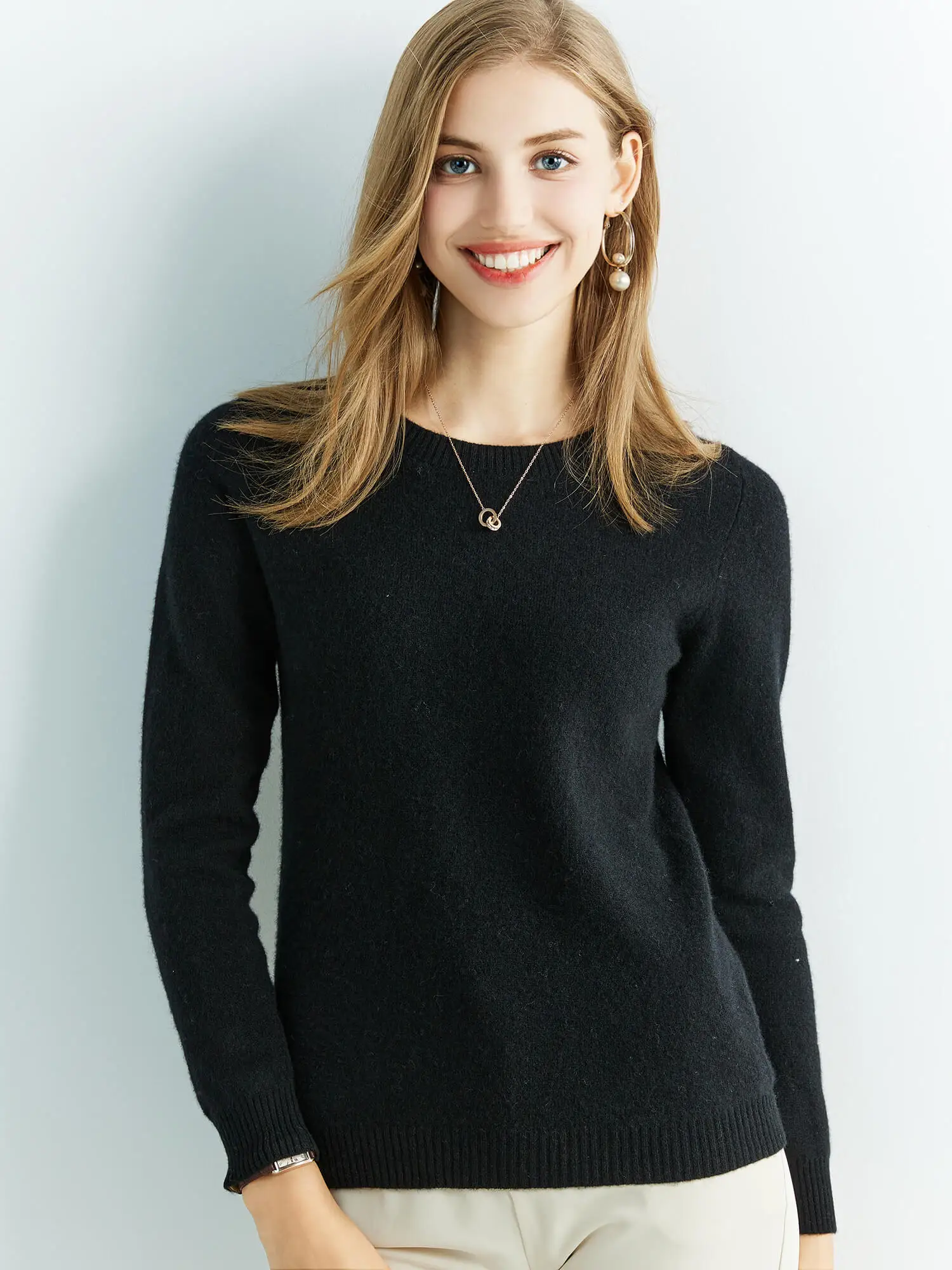 Knitwears Wool Sweaters 100% Merino Wool Knitted Cashmere Sweater Women Spring O-Neck Knit Pullovers Jumpers Clothing Top Female