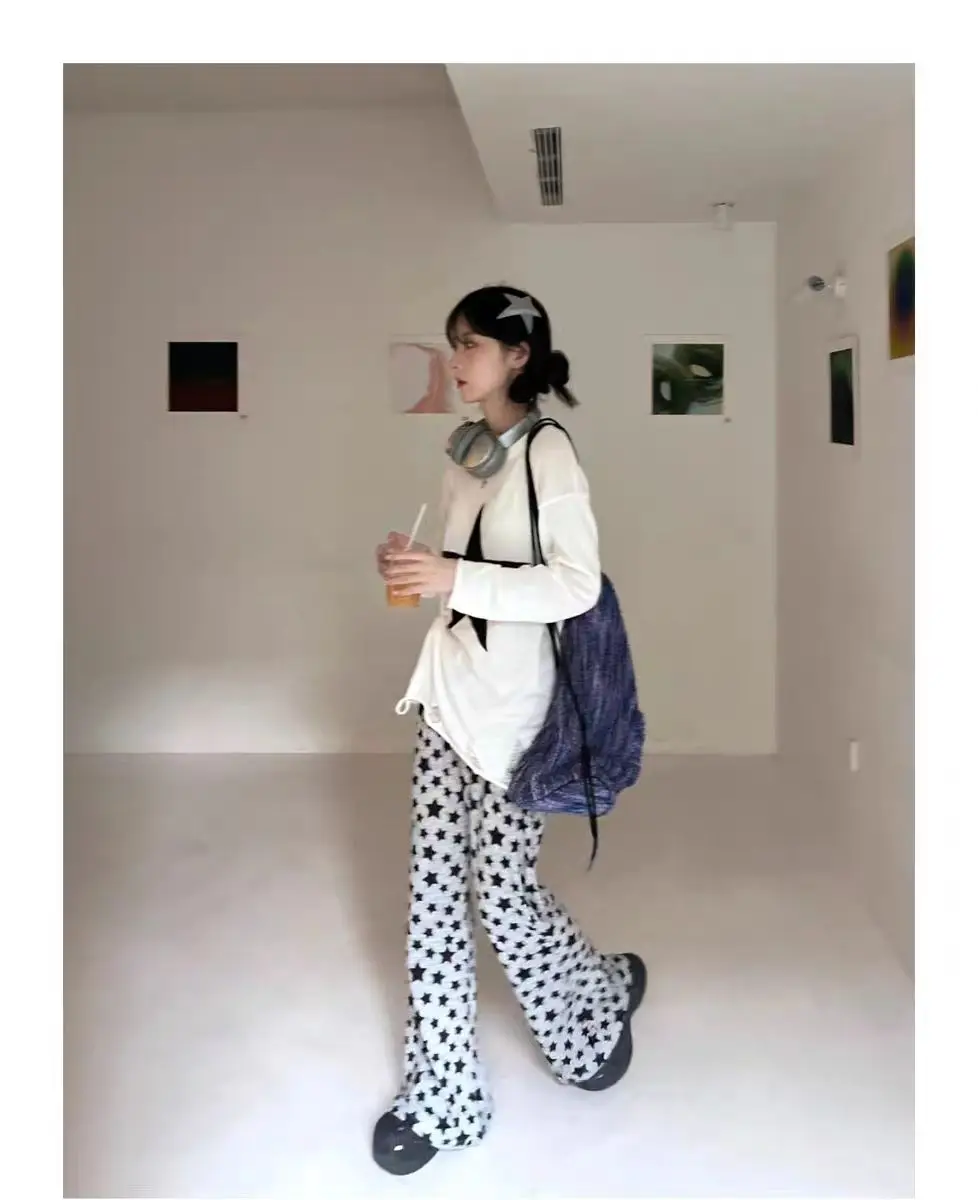 American Retro Flared Pants Women Summer High Waist Thin Full-Length High Street Hip-hop Casual Y2k Trousers Streetwear Female