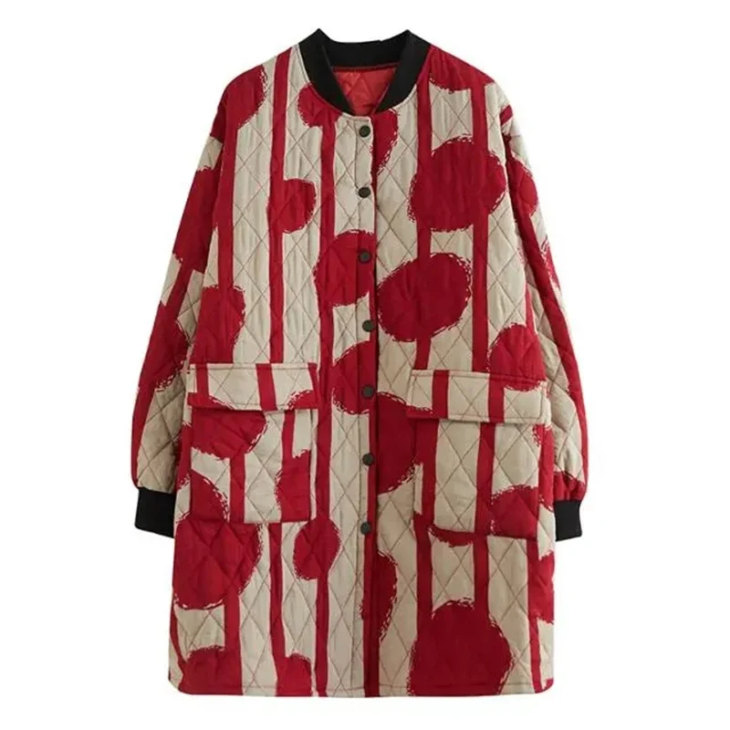 Ethnic Style Cotton Coat for Women in 2023 Winter New Loose Westernized Light Thin Cotton Jacket Artistic Retro Mid Length Coat