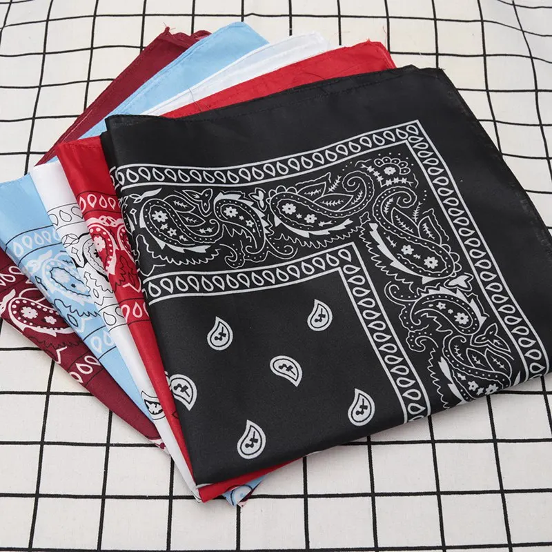 Fashion Hip Hop Bandana Kerchief Unisex Black Hair Band Neck Scarf Headwear Wrist Wraps Head Square Scarves Print Handkerchief