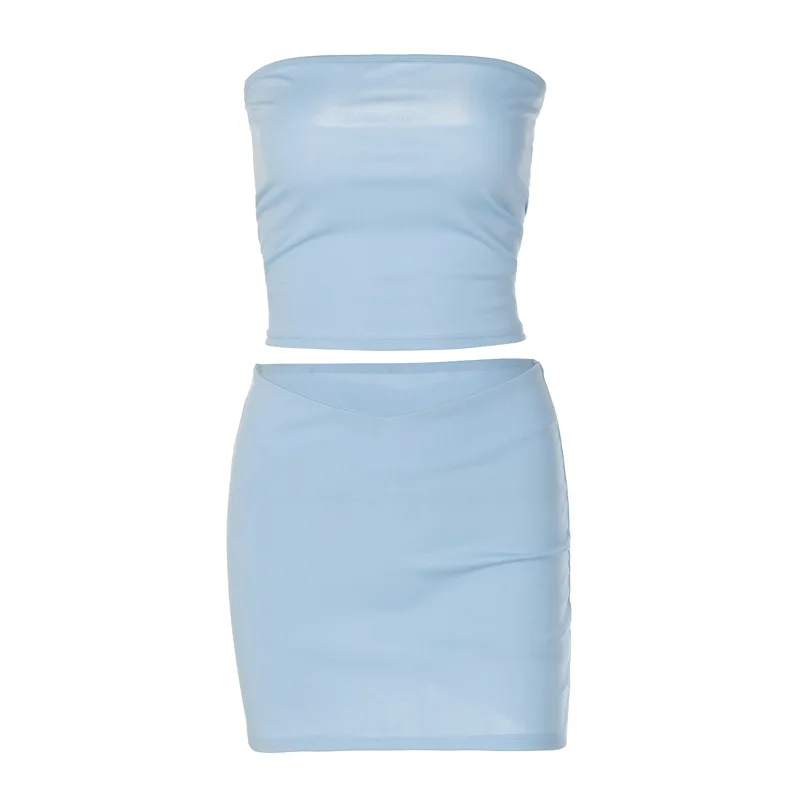Hugcitar-Top Corto De Tubo Con Pliegues Sin Mangas Conjunto De 2 Piezas A Juego Ropa De Calle De Moda De Verano Ropa De Playa