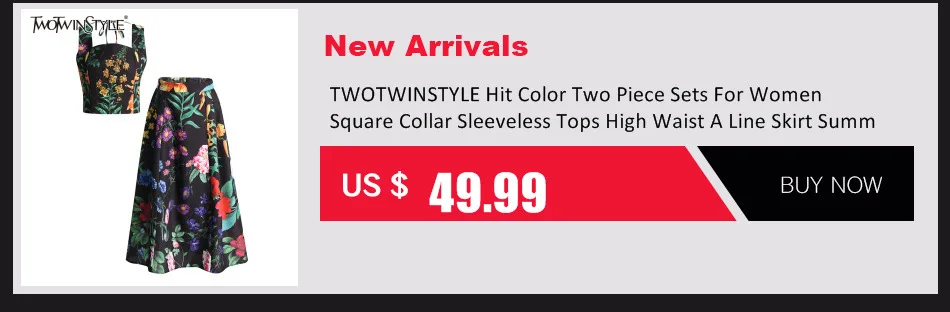 TWOTWINSTYLE Summer Loose Dress For Women Square Collar Sleeveless High Waist Print Colorblock Midi Dresses Female Clothing 2022