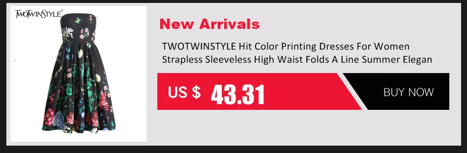 TWOTWINSTYLE Summer Loose Dress For Women Square Collar Sleeveless High Waist Print Colorblock Midi Dresses Female Clothing 2022