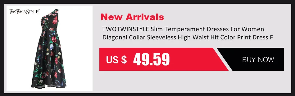TWOTWINSTYLE Summer Loose Dress For Women Square Collar Sleeveless High Waist Print Colorblock Midi Dresses Female Clothing 2022