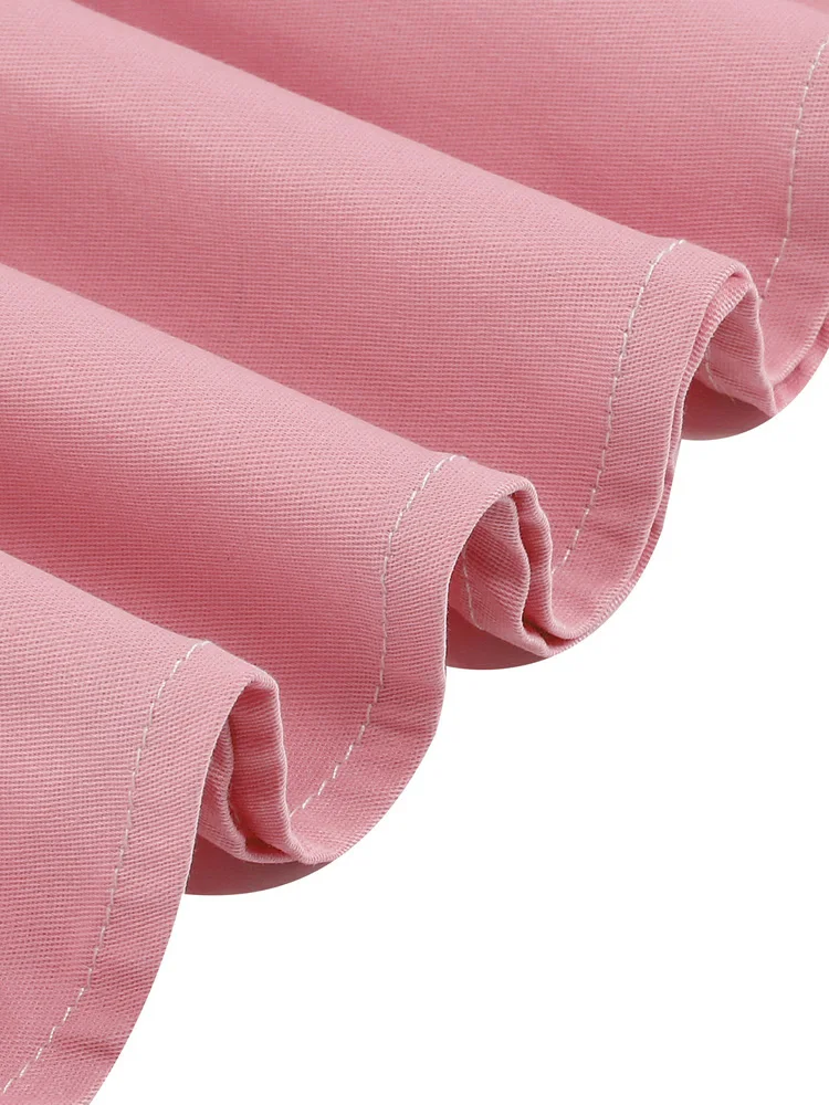 Tonval 1950s Women Vintage Summer Shawl Collar Double-Breasted Belted Elegant Dress Short Sleeve Cotton Midi Dresses 2026