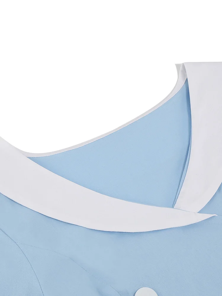 Tonval 1950s Women Vintage Summer Shawl Collar Double-Breasted Belted Elegant Dress Short Sleeve Cotton Midi Dresses 2026