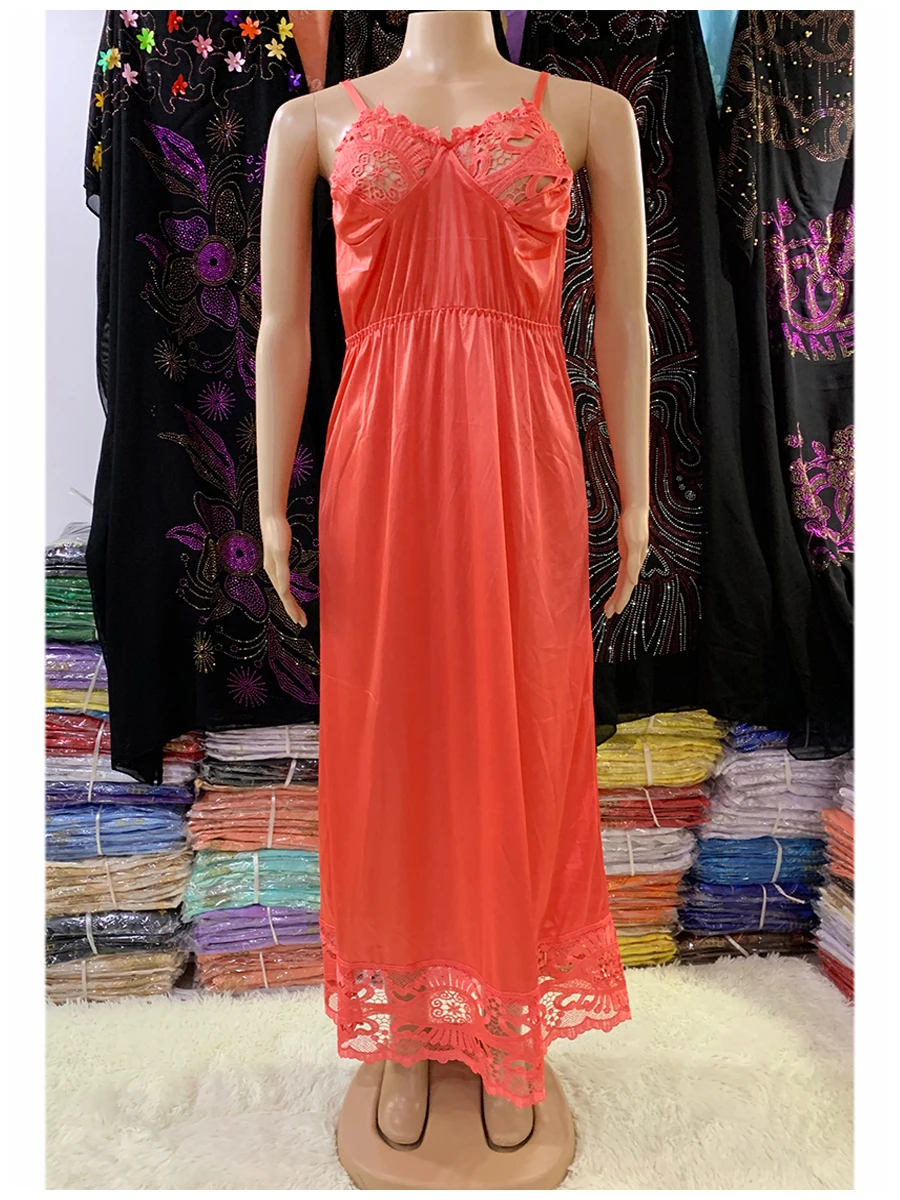 Hot Selling Women Sexy Elegant Lace Embroidery Pajamas Silk Comfortable Sexy Nightdress Suspender Skirt Length Stretch Dress