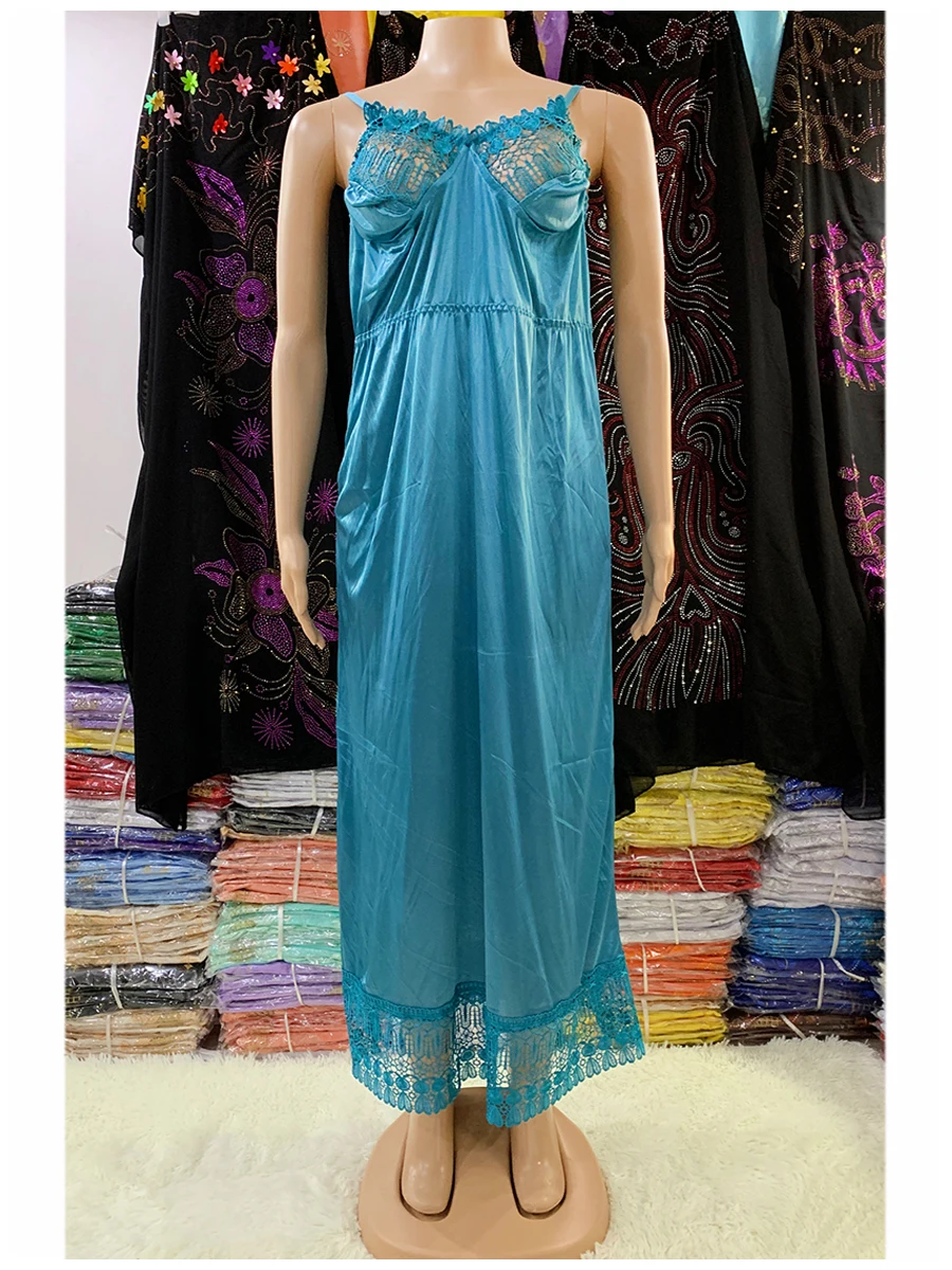 Hot Selling Women Sexy Elegant Lace Embroidery Pajamas Silk Comfortable Sexy Nightdress Suspender Skirt Length Stretch Dress