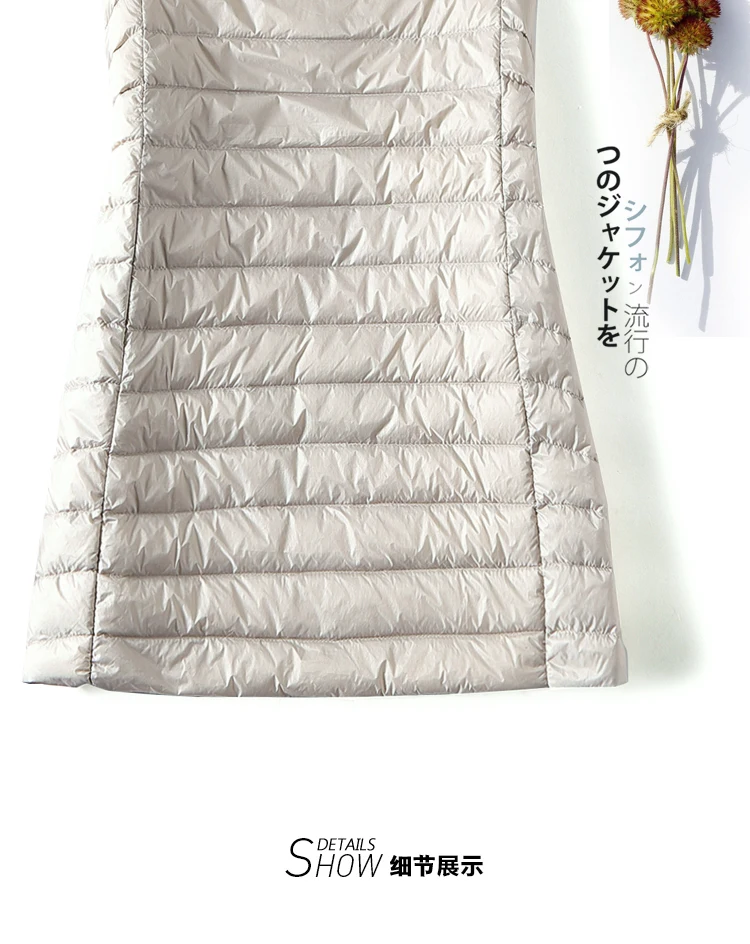 4XL Autumn Winter Women Ultra Light White Duck Down Vest Jacket Long Hooded Down Waistcoat Coat Ladies Slim Warm Puffer Parkas