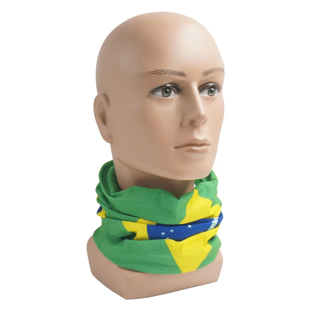 Brazil Flag Printed Cycling Head Bandana Anti-UV Fishing Scarf Unisex Neck Gaiter Seamless Face Cover Hiking Headwear Balaclava