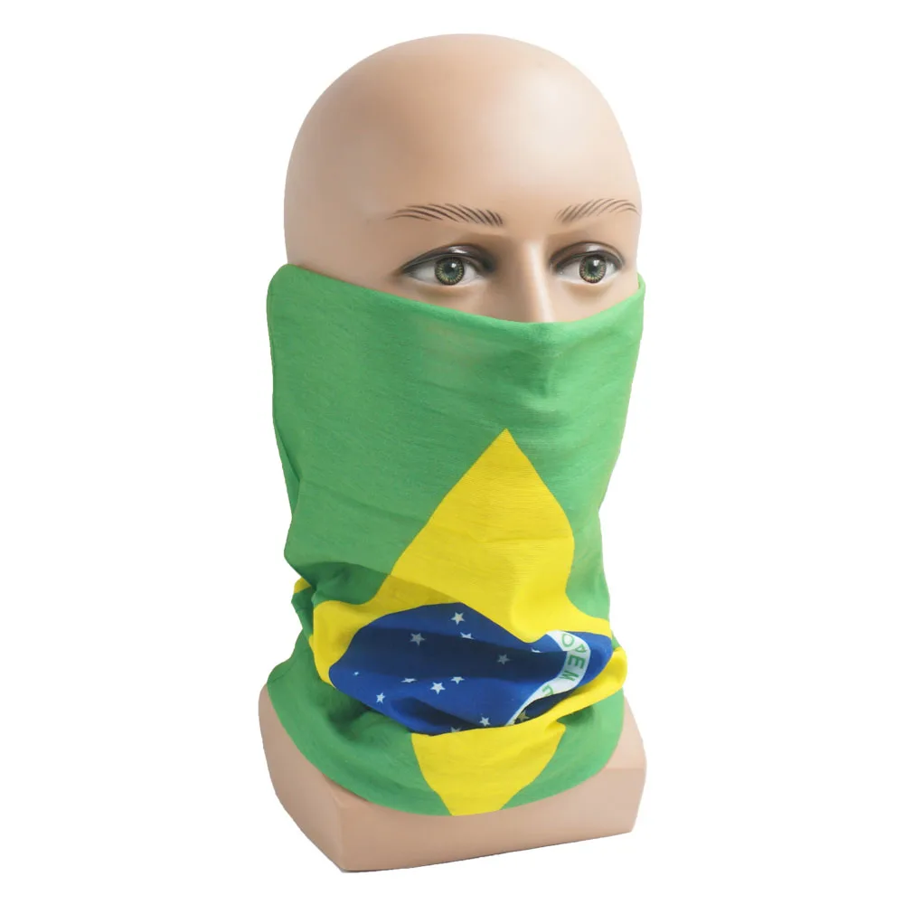 Brazil Flag Printed Cycling Head Bandana Anti-UV Fishing Scarf Unisex Neck Gaiter Seamless Face Cover Hiking Headwear Balaclava