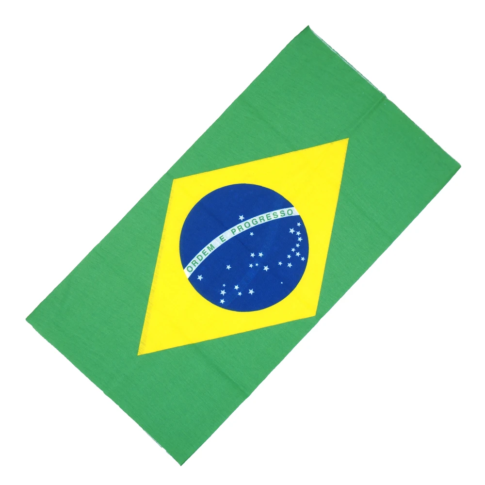 Brazil Flag Printed Cycling Head Bandana Anti-UV Fishing Scarf Unisex Neck Gaiter Seamless Face Cover Hiking Headwear Balaclava