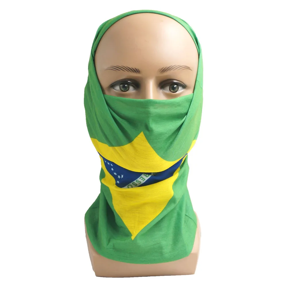Brazil Flag Printed Cycling Head Bandana Anti-UV Fishing Scarf Unisex Neck Gaiter Seamless Face Cover Hiking Headwear Balaclava