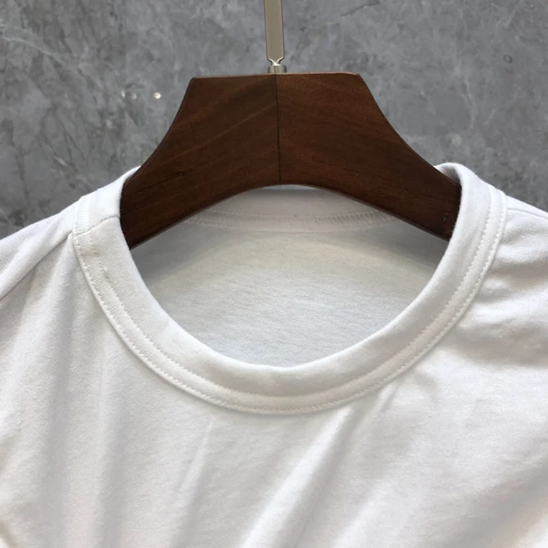 TWOTWINSTYLE Casual White T Shirt For Women O Neck Sleeveless Ruched Irregular Slim T Shirts Females Summer Fashion 2021 Stylish